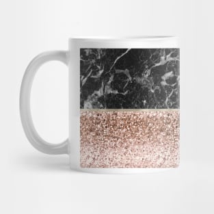 Warm chromatic - rose gold and black marble Mug